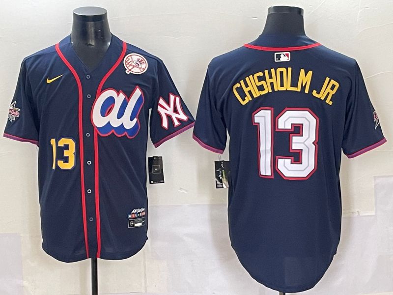 Men 2025 New York Yankees #13 Chisholm jr Drak Blue All star Nike MLB Jersey style 3
